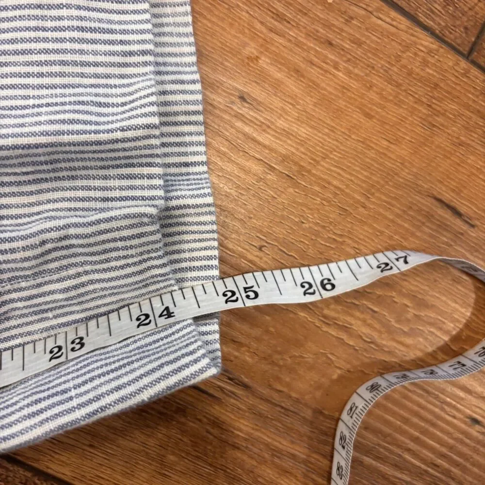 Quince 100% European Linen Square Neck Jumpsuit Womens M Blue Stripe NO BELT